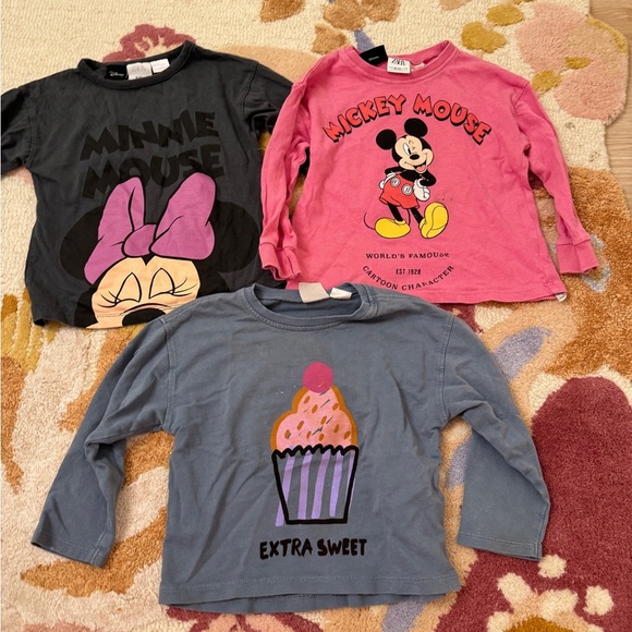 Bundle Zara Kids Disney long sleeve tee crewneck toddler girl mickey mouse - Picture 1 of 8